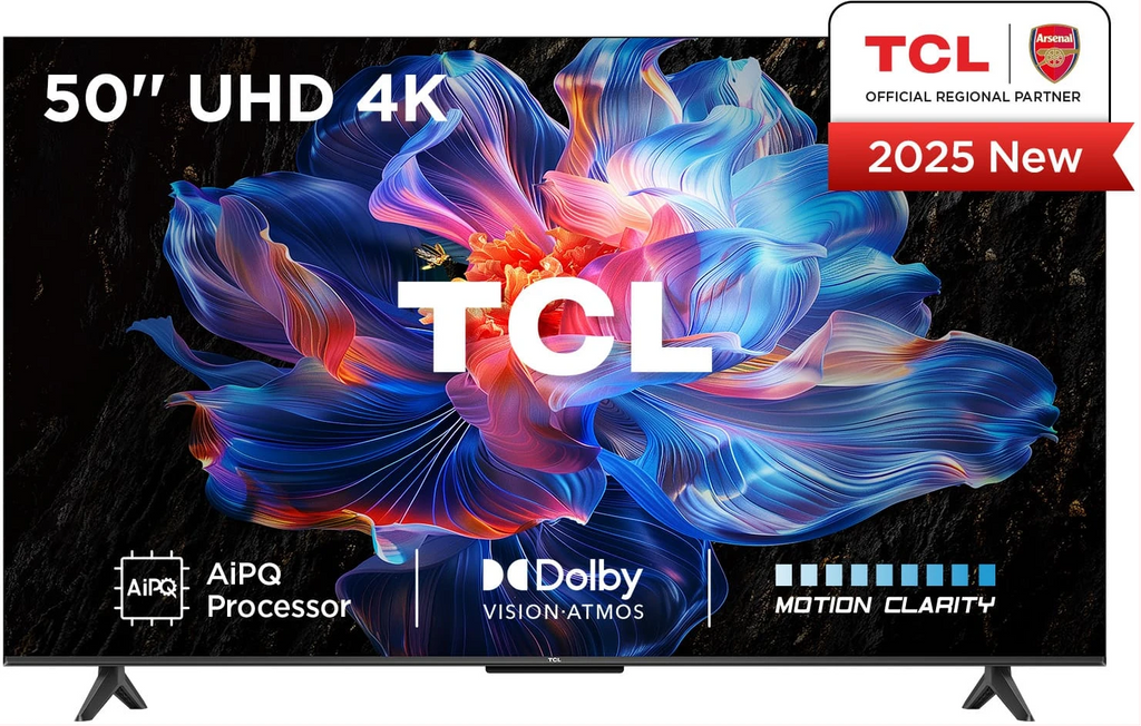 TCL 50 Inch UHD 4K HDR Google TV | 50V6C 2026 Model | 120Hz AiPQ Processor Dolby Atmos