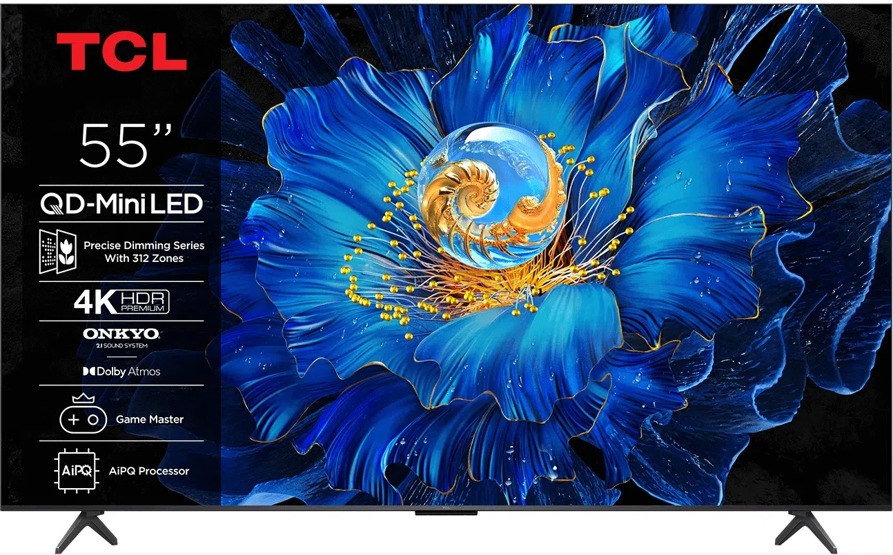 TCL 55 Inch QD-MiniLED QLED 4K Google TV | 55C6K 2026 Model | ONKYO 2.1 Hi-Fi 312 Zones High HDR