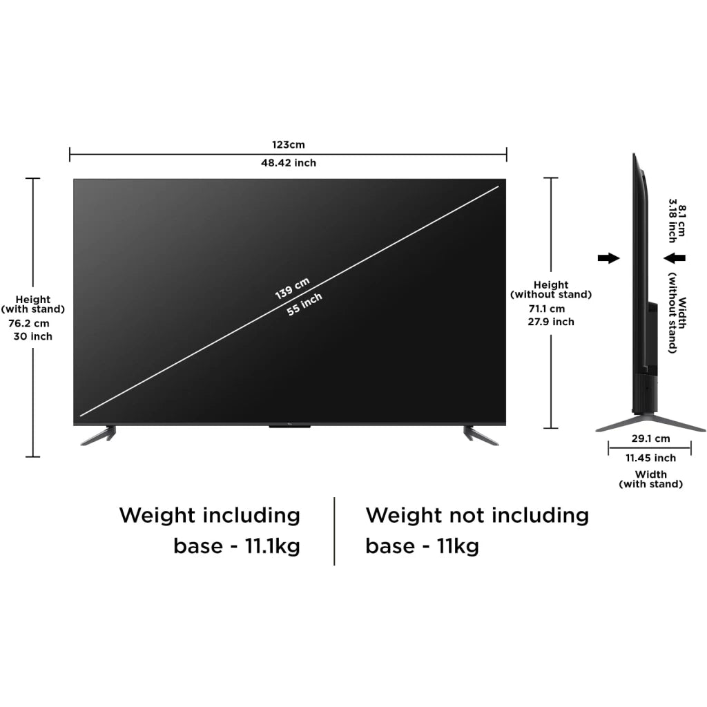 TCL 55 Inch QLED PRO 4K Ultra HD Google TV | 55C655 | ONKYO 2.1ch 144Hz VRR Dolby Vision Atmos