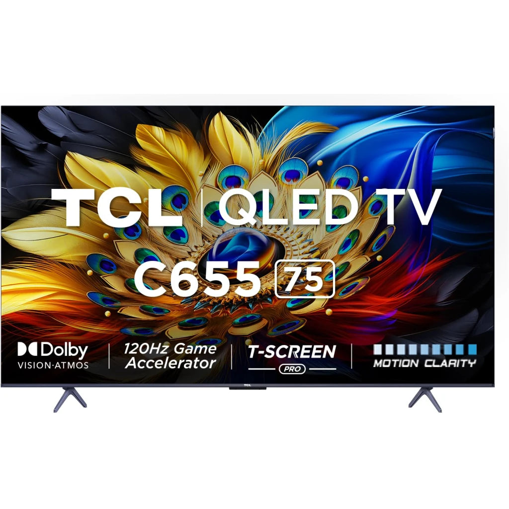 TCL 75 Inch QLED PRO 4K Ultra HD Google TV | 75C655 | ONKYO 2.1ch 120Hz VRR Dolby Vision Atmos