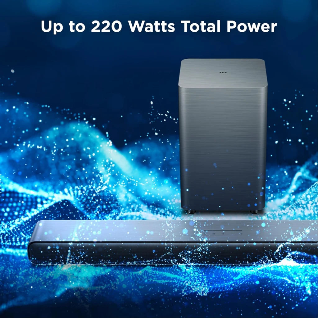 TCL S55H 2.1 Sound Bar with Wireless Subwoofer | Dolby Atmos DTS:X | 220W Bluetooth Home Theater Audio | Latest Model