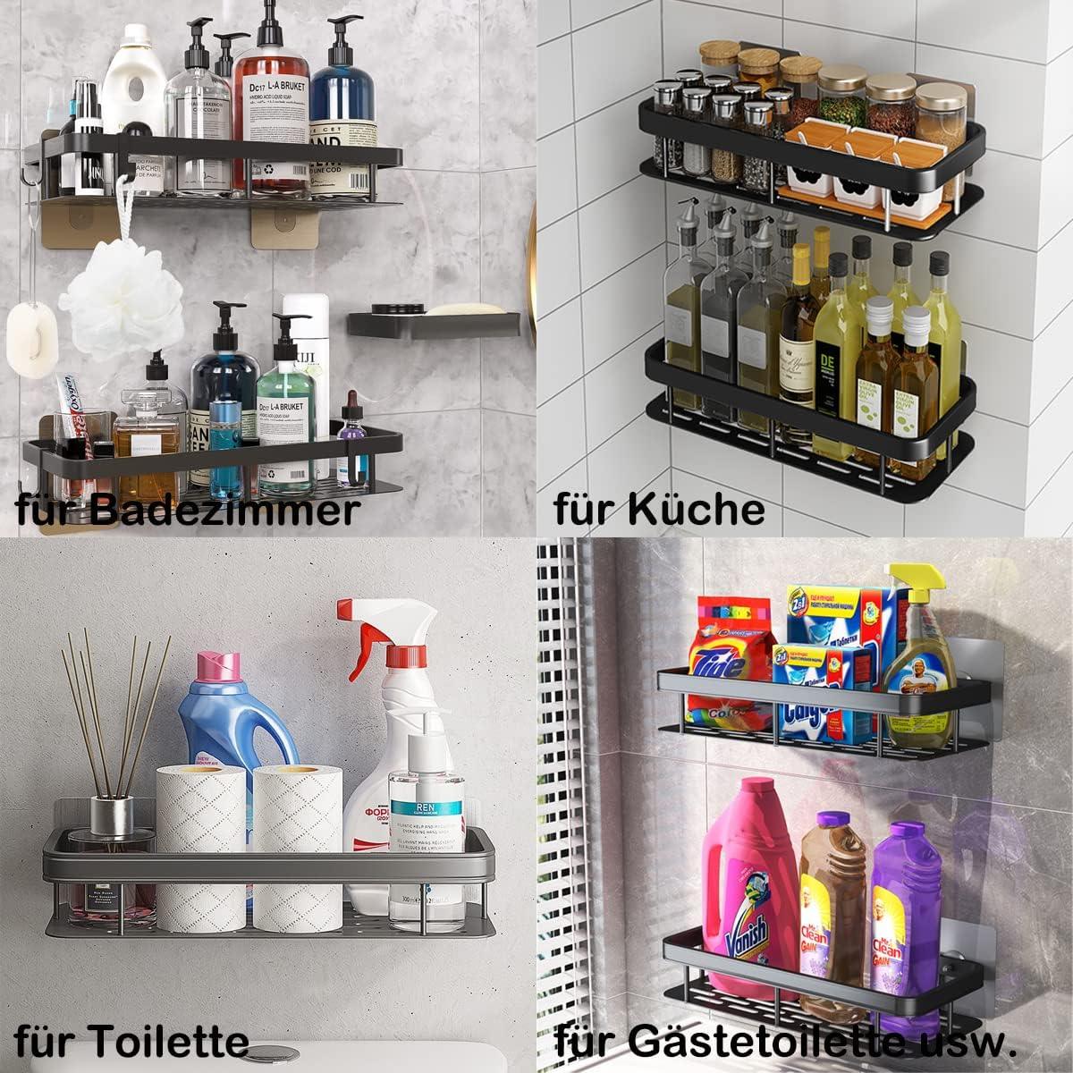 Self-Adhesive Bathroom Shower Shelf Organizer with Soap Dish – Rustproof Aluminium Caddy for Bathroom & Kitchen - LIFE STORES UGANDA