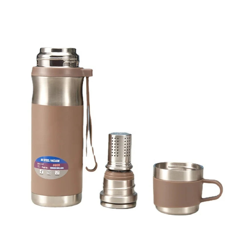 Stainless Steel Insulated Thermos Bottle with Tea Infuser – Hot or Cold, All Day Long