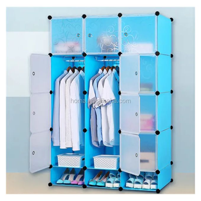 3 Column Plastic Wardrobe with Shoe Rack | Portable Closet Organizer