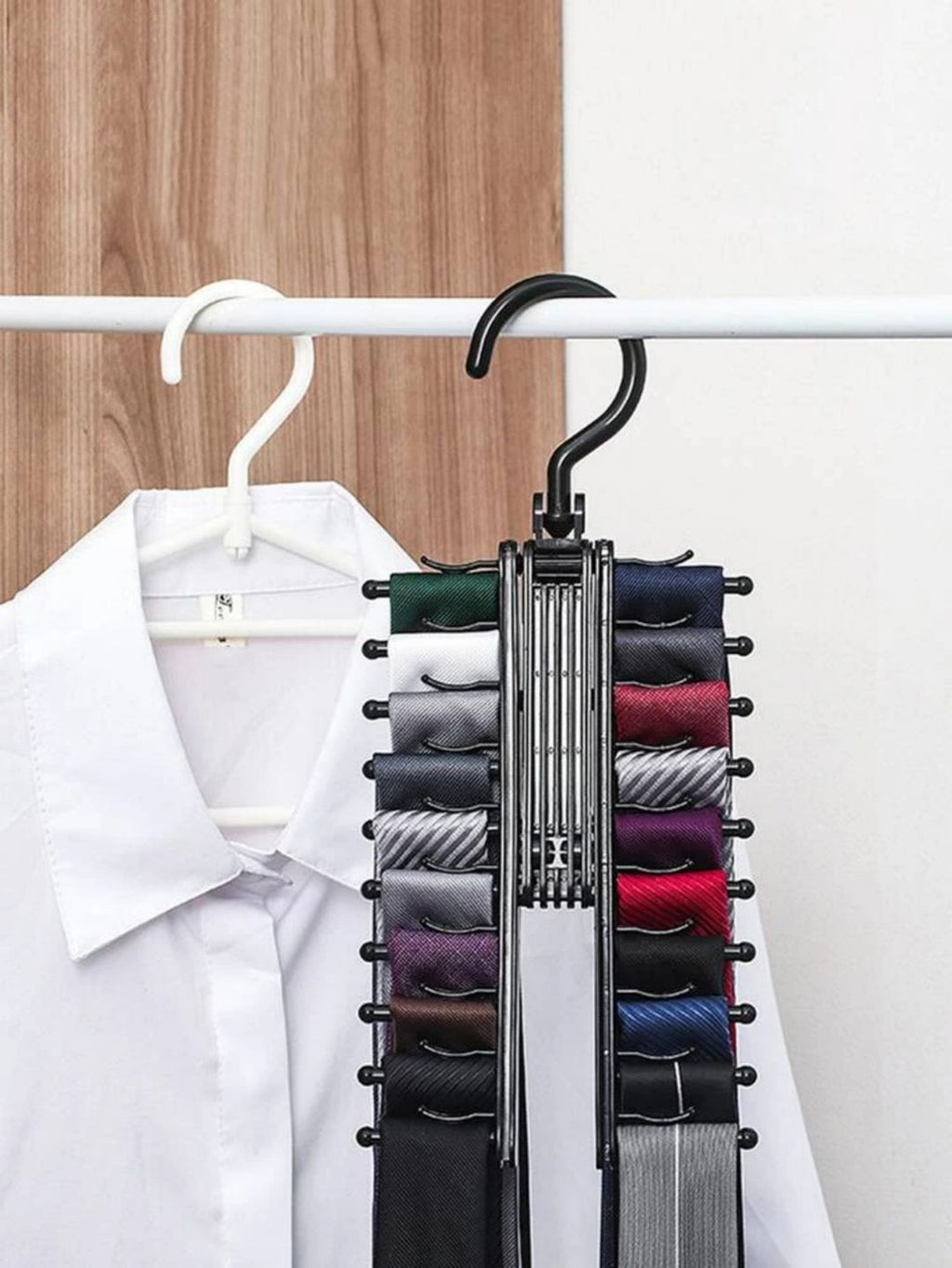 360° Rotating Tie Holder – Adjustable ABS Tie Clip Organizer for Closets, Wardrobes, or Dressing Rooms