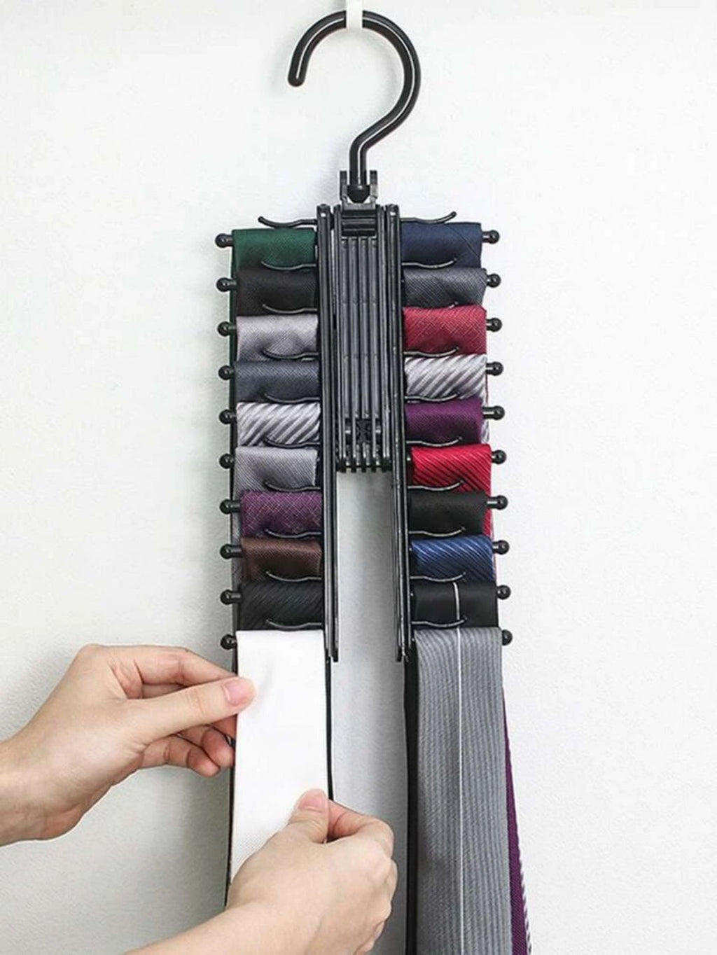 360° Rotating Tie Holder – Adjustable ABS Tie Clip Organizer for Closets, Wardrobes, or Dressing Rooms