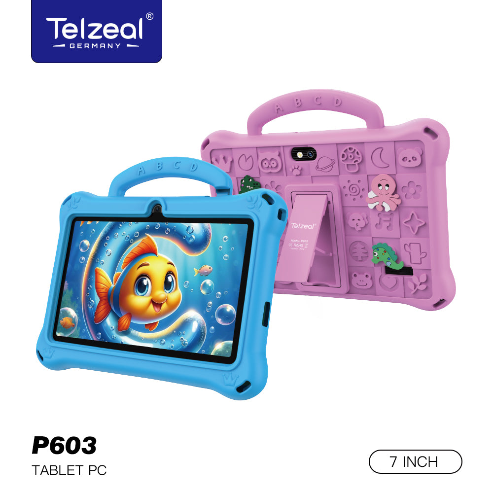 Telzeal P603 Kids Tablet | 7" HD Android, 6GB RAM 128GB Storage, Wi-Fi