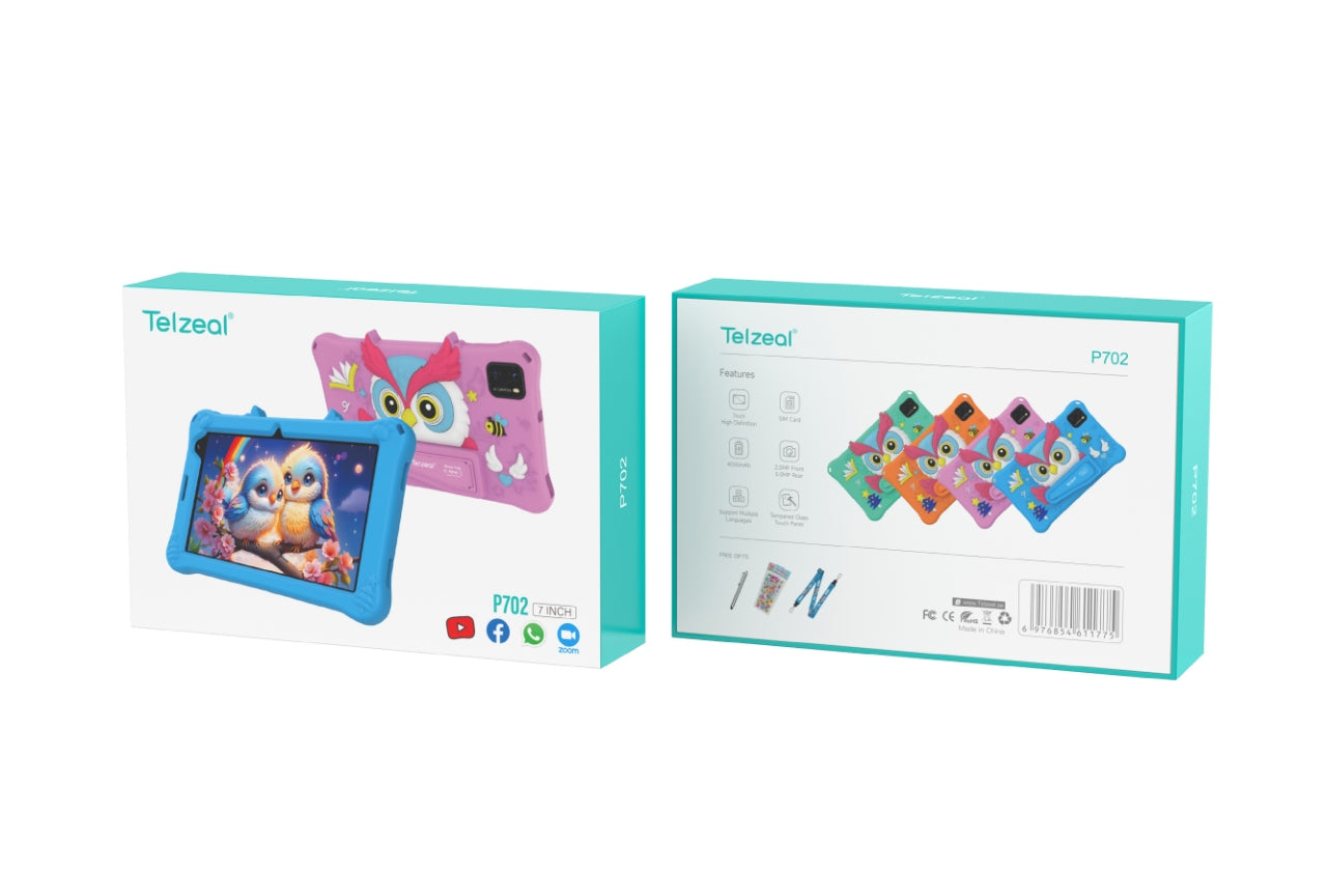 Telzeal P702 Kids Learning Tablet | 7" HD Android 13, 6GB RAM 256GB Storage