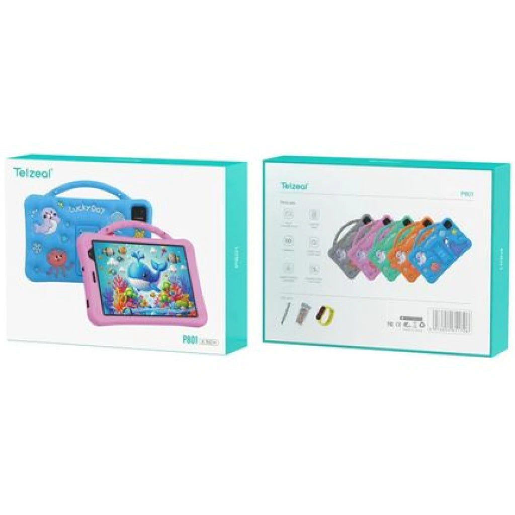 Telzeal P801 Kids Tablet | 8" HD Android 13, 8GB RAM 512GB Storage with Stylus & Accessories