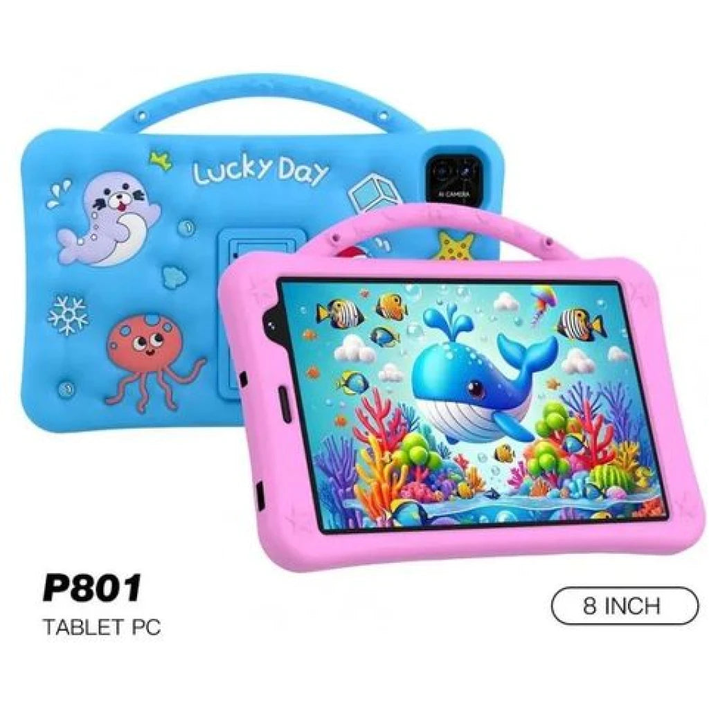 Telzeal P801 Kids Tablet | 8" HD Android 13, 8GB RAM 512GB Storage with Stylus & Accessories