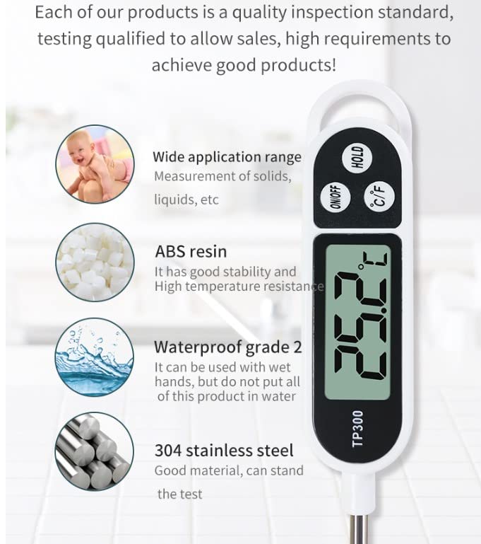 Digital Food Thermometer – TP300 Instant-Read Thermometer with Long Probe
