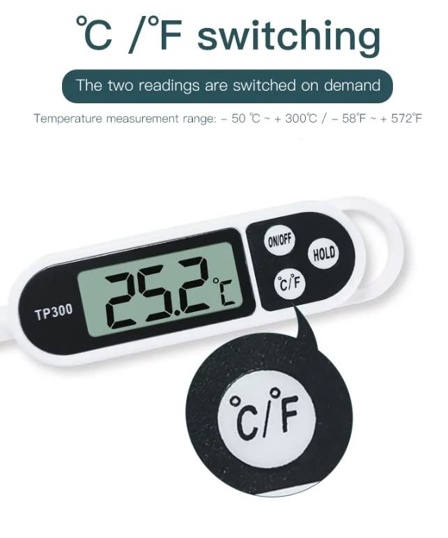 Digital Food Thermometer – TP300 Instant-Read Thermometer with Long Probe