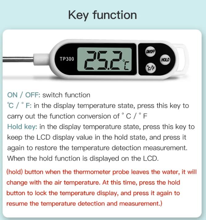 Digital Food Thermometer – TP300 Instant-Read Thermometer with Long Probe
