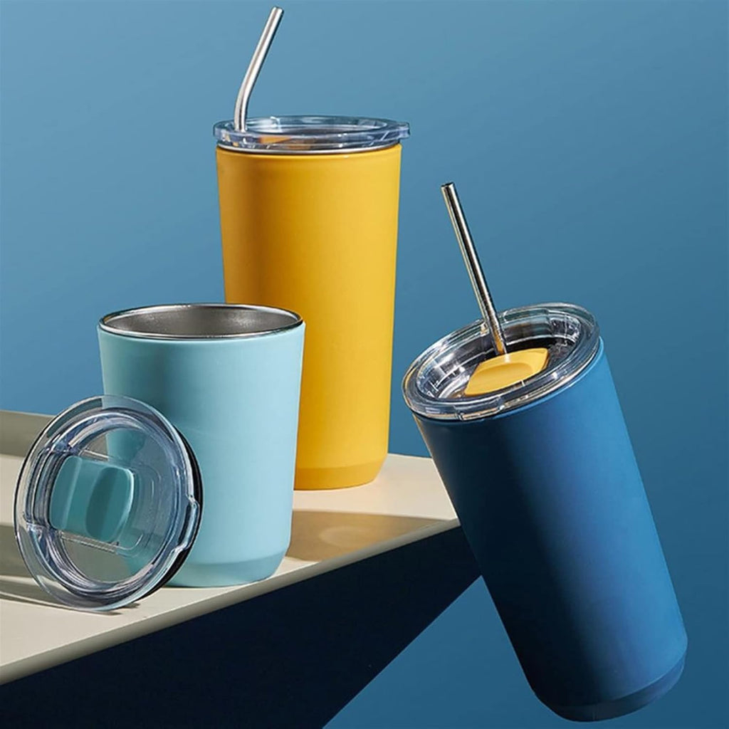 Thermos Insulated Tumbler with Push-in Lid – Vacuum Stainless Steel Travel Mug for Hot & Cold Drinks