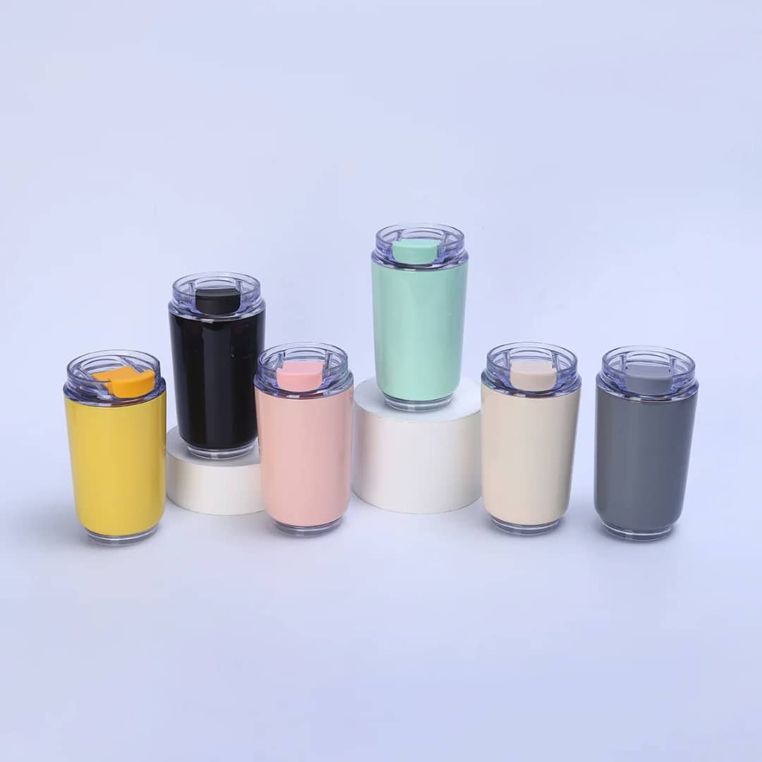 Thermos Insulated Tumbler with Push-in Lid – Vacuum Stainless Steel Travel Mug for Hot & Cold Drinks