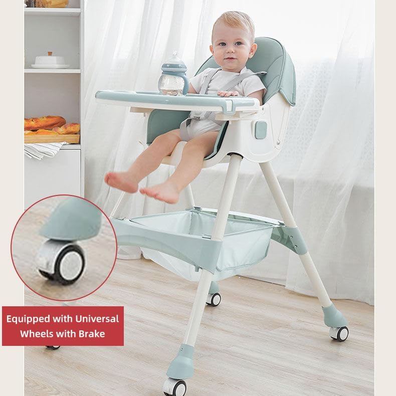 4-in-1 Multifunctional Baby High Chair | Adjustable Feeding Tray, 5-Point Harness, Wheels & Storage | Converts from High Chair to Mini Chair (6 Months to 6 Years)