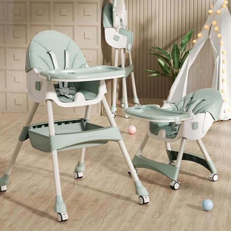 4-in-1 Multifunctional Baby High Chair | Adjustable Feeding Tray, 5-Point Harness, Wheels & Storage | Converts from High Chair to Mini Chair (6 Months to 6 Years)