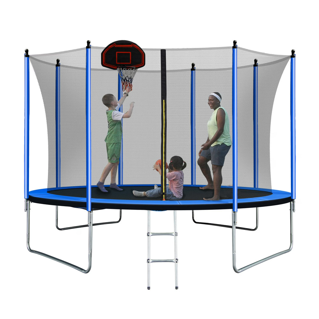 SkyBound 10FT Trampoline for Kids Adult, Outdoor Trampoline with Enclosure Net & Basketball Hoop