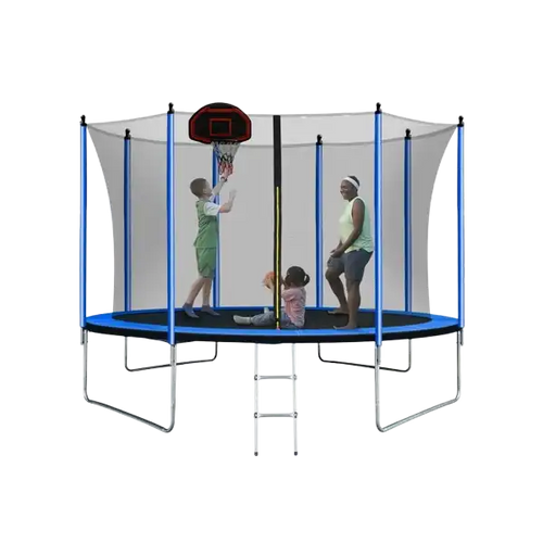 10FT Trampoline with Basketball Hoop for Kids | W-Shape Legs | UV-Resistant Mat & Padding | Indoor Outdoor Backyard Fun