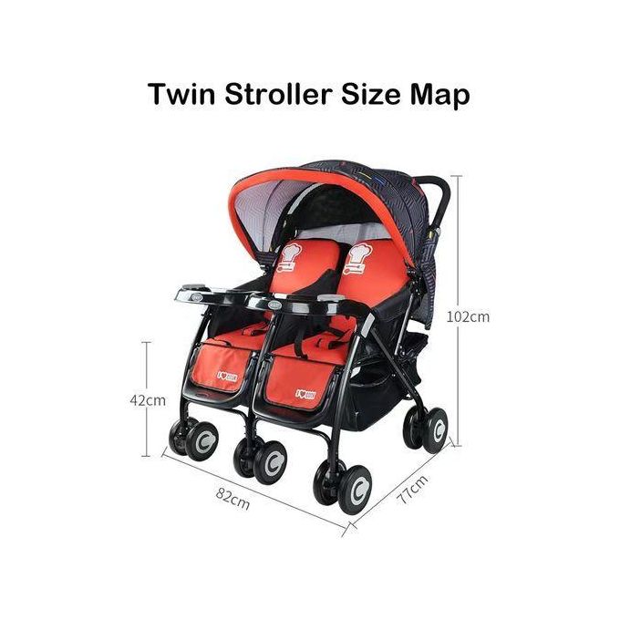 Lightweight Twin Baby Stroller for Infants & Toddlers | Side-by-Side with Reclining Seats, Large Canopy & All-Terrain Wheels | 80 lb Capacity
