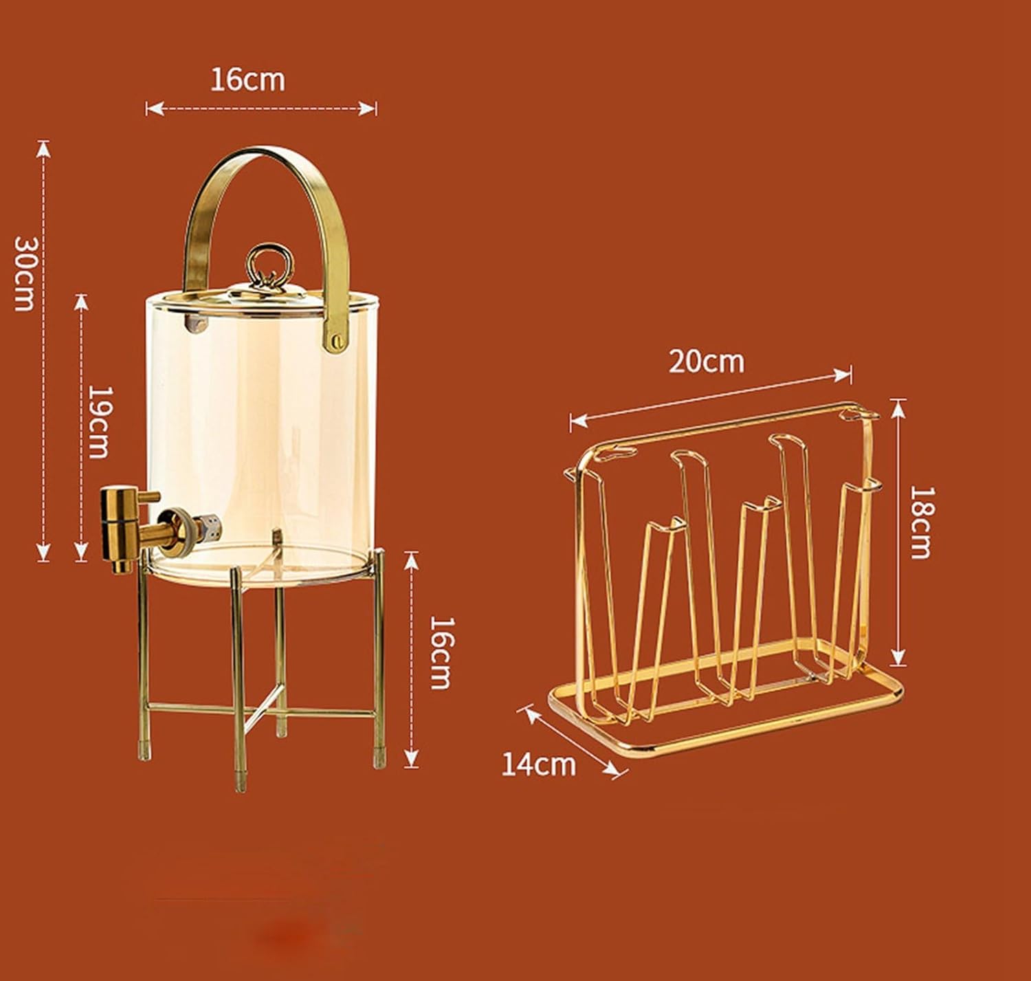 Glass Beverage Dispenser – Vision Nordic Lead-Free Glass Drink Server with Faucet & Wooden Stand