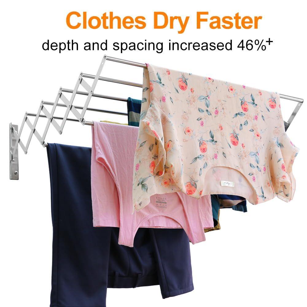 Wall Mounted Clothes Drying Rack | Collapsible Laundry Drying Rack with 7 Drying Rods – Rustproof & Space-Saving - LIFE STORES UGANDA