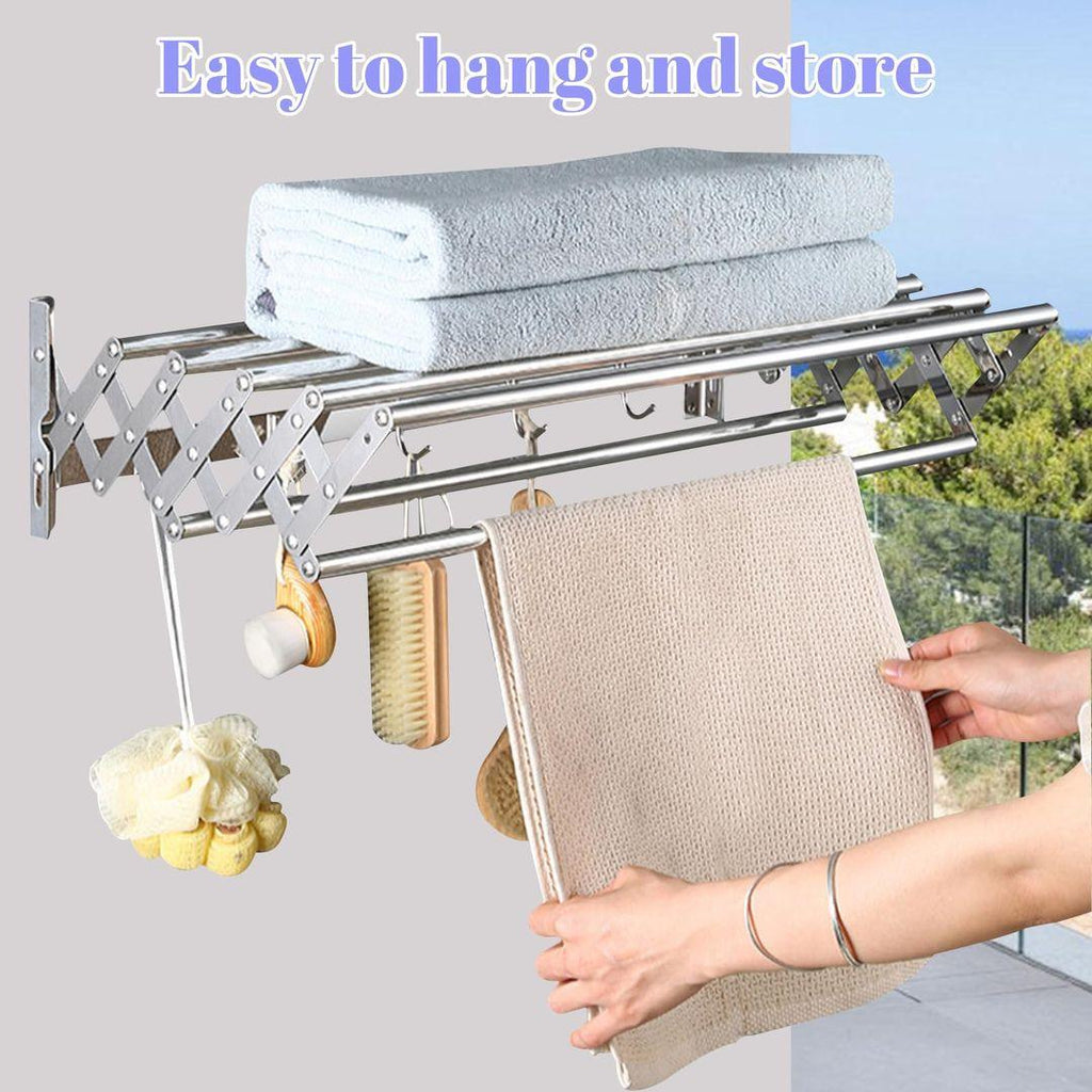 Wall Mounted Clothes Drying Rack | Collapsible Laundry Drying Rack with 7 Drying Rods – Rustproof & Space-Saving - LIFE STORES UGANDA