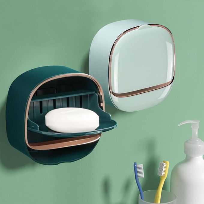 Wall Mounted Soap Holder with Drain Tray – Self-Adhesive, Waterproof Soap Dish for Shower & Bathroom | Keeps Soap Dry & Secure (Multi- Color)
