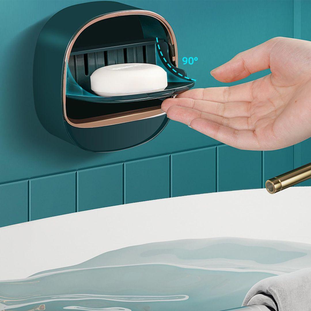 Luxury Soap Holder with Drain Tray – Waterproof Wall-Mounted Soap Dish Holder - LIFE STORES UGANDA