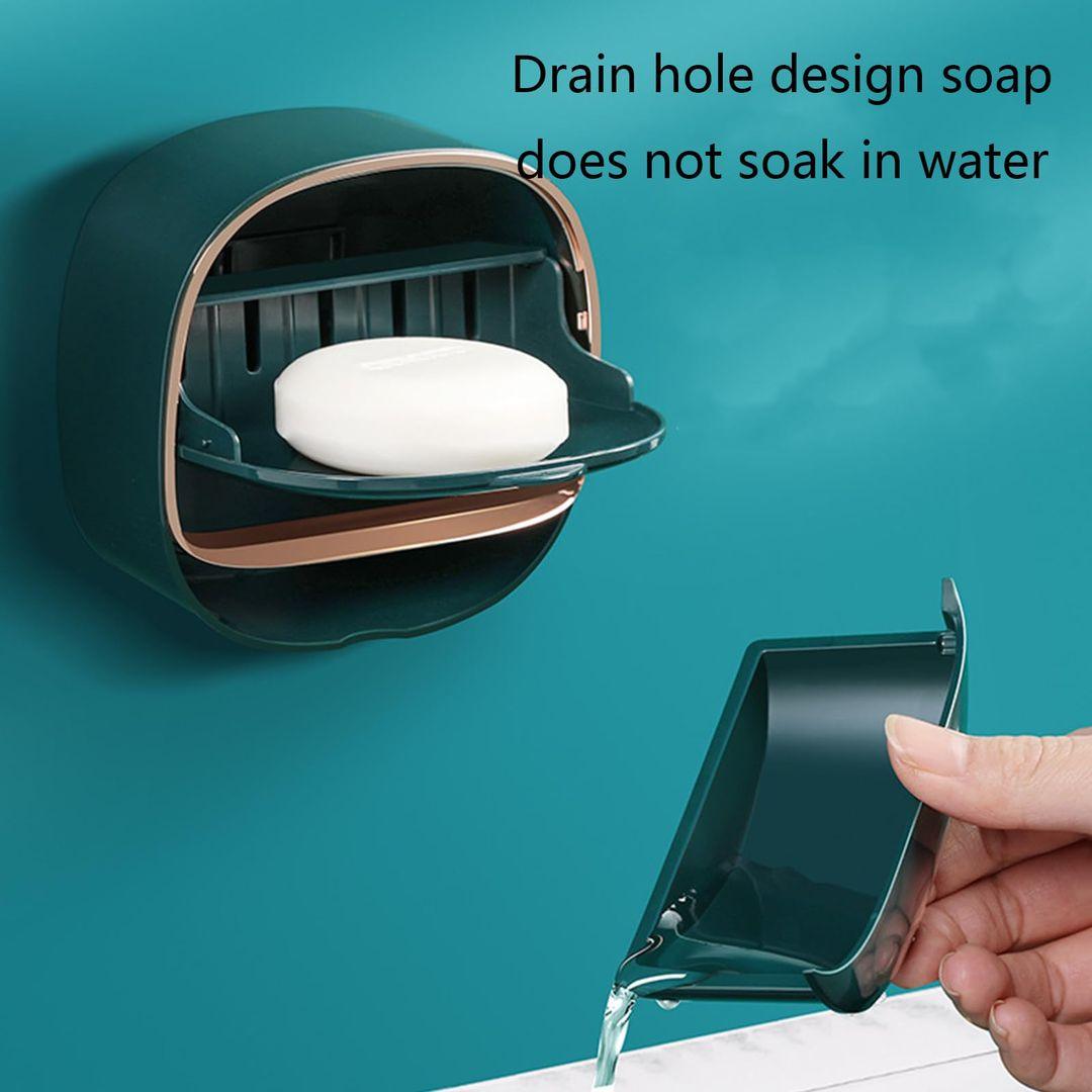 Luxury Soap Holder with Drain Tray – Waterproof Wall-Mounted Soap Dish Holder - LIFE STORES UGANDA