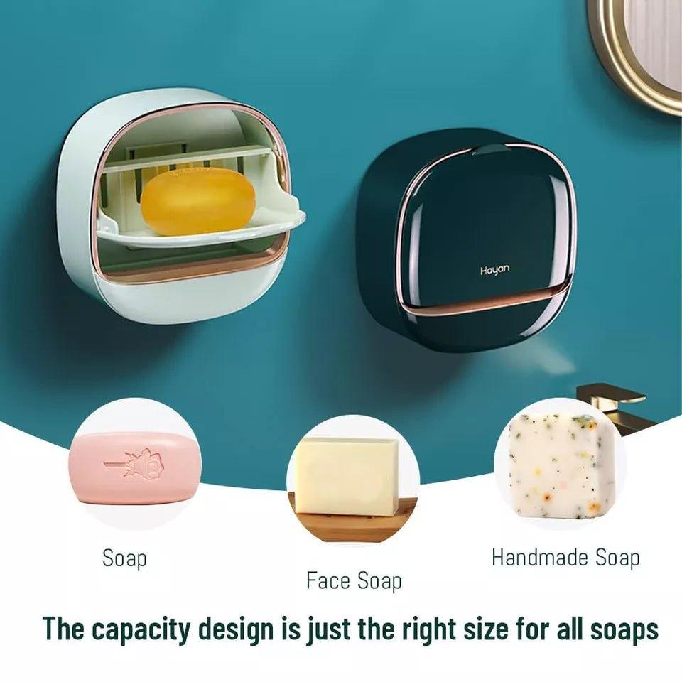 Luxury Soap Holder with Drain Tray – Waterproof Wall-Mounted Soap Dish Holder - LIFE STORES UGANDA