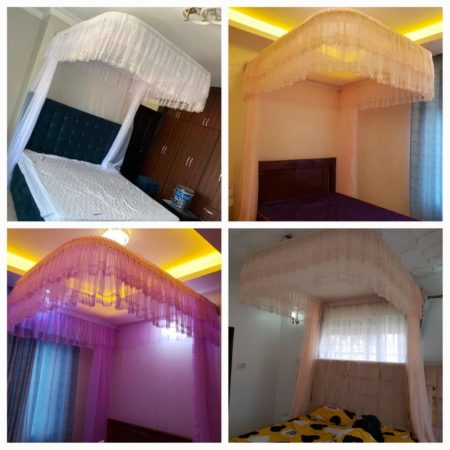 Wall Mounted Mosquito Net - White, Pink, Cream, Peach, Purple Options with Installation Kit, Handmade Durable Ceiling Net