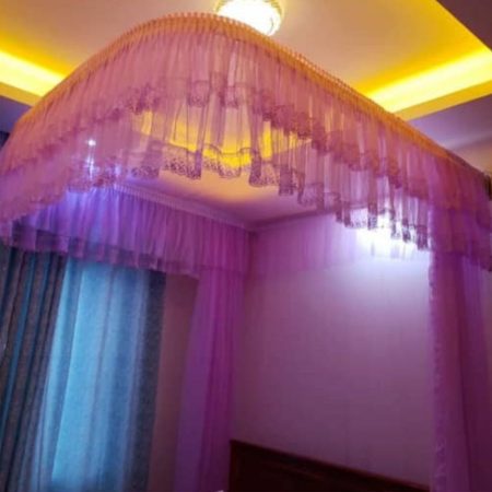 Wall Mounted Mosquito Net - White, Pink, Cream, Peach, Purple Options with Installation Kit, Handmade Durable Ceiling Net