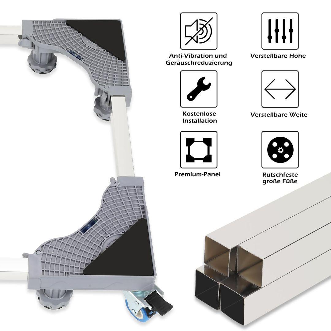 Heavy-Duty Adjustable Washing Machine Base Frame (41-65 cm) – 8 Feet & 4 Wheels for Washing Machine, Fridge, Dryer & Freezer - LIFE STORES UGANDA