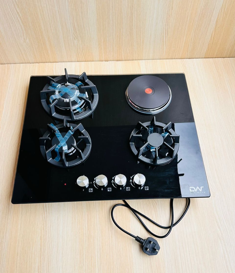 Digiwave Glass Body 3 Gas + 1 Electric Hot Plate Hob – Model DWHOB2001