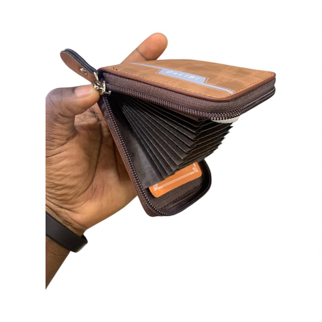 Leather Zip-Around Card Holder Wallet | RFID Blocking & Multi-Slot Design