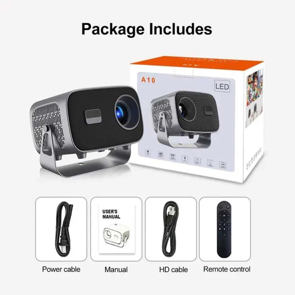 A10 Smart Projector 4K Supported WiFi Bluetooth Projector – Android Portable Home Cinema Projector