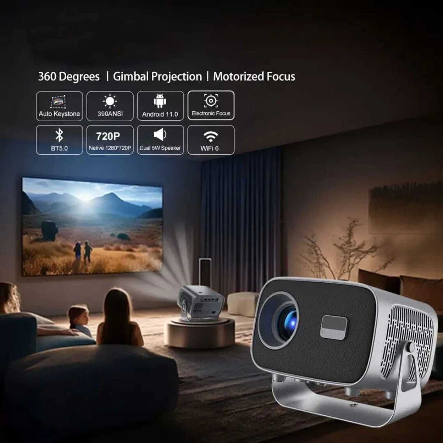 A10 Smart Projector 4K Supported WiFi Bluetooth Projector – Android Portable Home Cinema Projector
