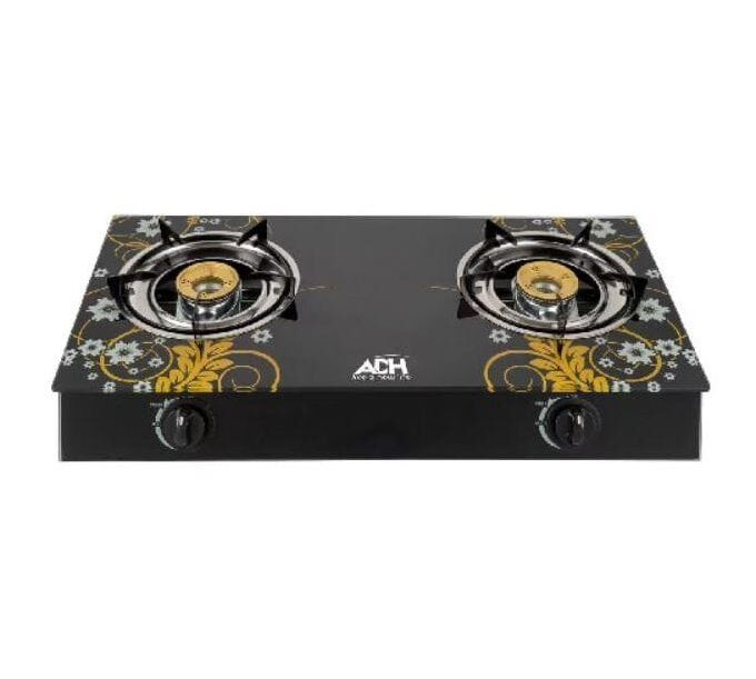 ADH Double Glass Gas Stove 2 Burner Cooker with Automatic Ignition