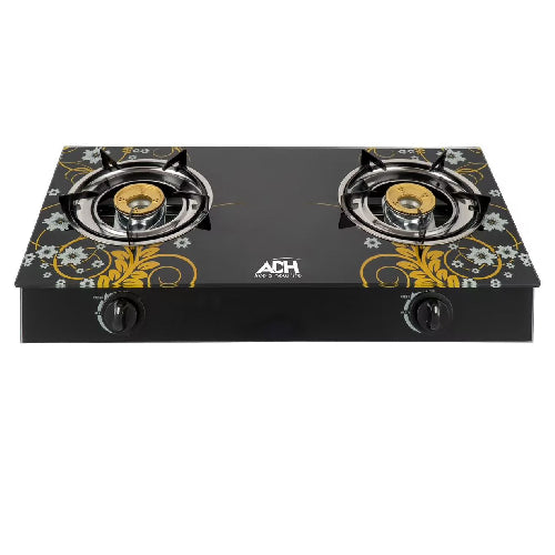 ADH Double Glass Gas Stove 2 Burner Cooker with Automatic Ignition