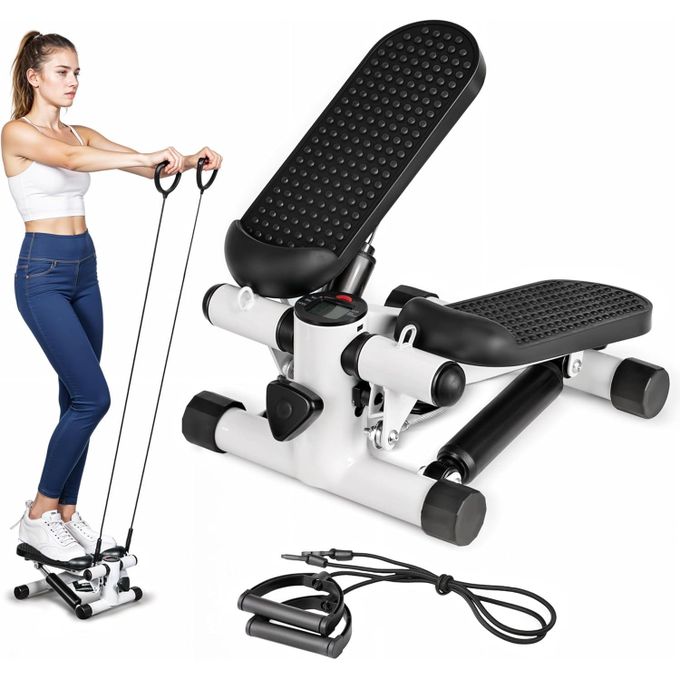 Upgraded Air Powered Mini Stepper Exercise Machine with Resistance Bands, LED Monitor & Hydraulic System – 300LBS Capacity