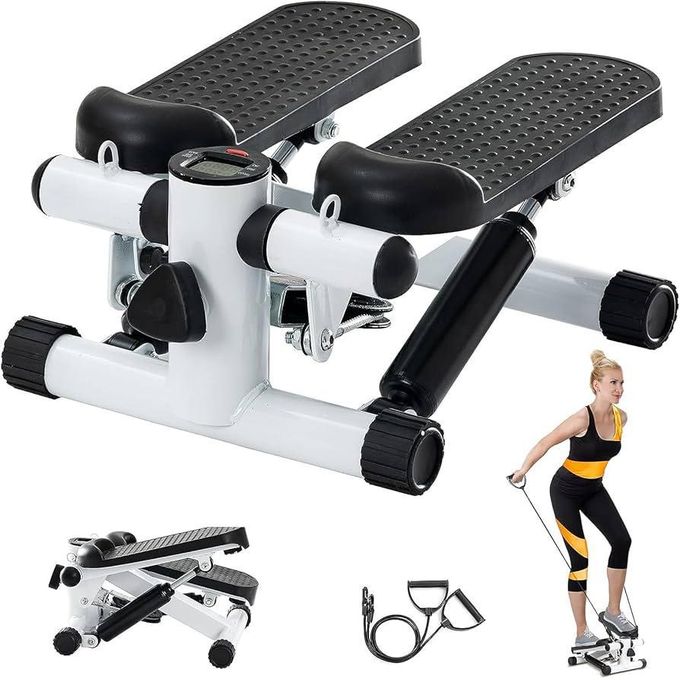 Upgraded Air Powered Mini Stepper Exercise Machine with Resistance Bands, LED Monitor & Hydraulic System – 300LBS Capacity