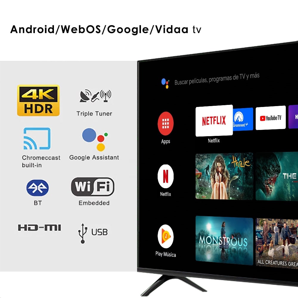 BlackArk 32 Inch Smart Android TV with frameless HD LED display, Netflix, YouTube and built-in decoder-2