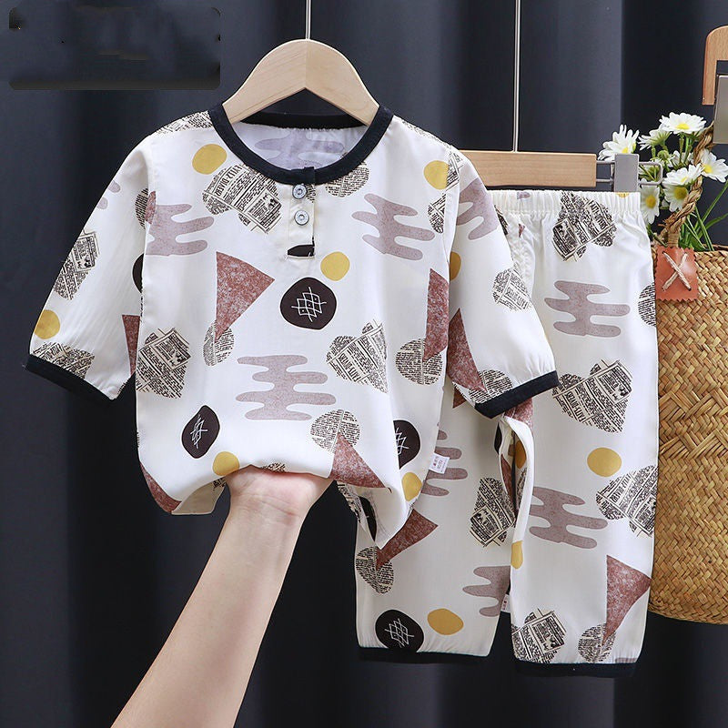 Summer Cartoon Cotton-Silk Pajamas for Kids – Ultra-Soft & Breathable Baby Clothes(Sizes 90–160) - LIFE STORES UGANDA