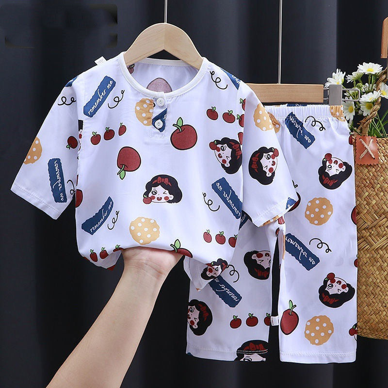 Summer Cartoon Cotton-Silk Pajamas for Kids – Ultra-Soft & Breathable Baby Clothes(Sizes 90–160) - LIFE STORES UGANDA