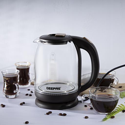 Geepas Electric Glass Kettle 1.8L | Rapid Boil, LED Indicator, 2200W - LIFE STORES UGANDA