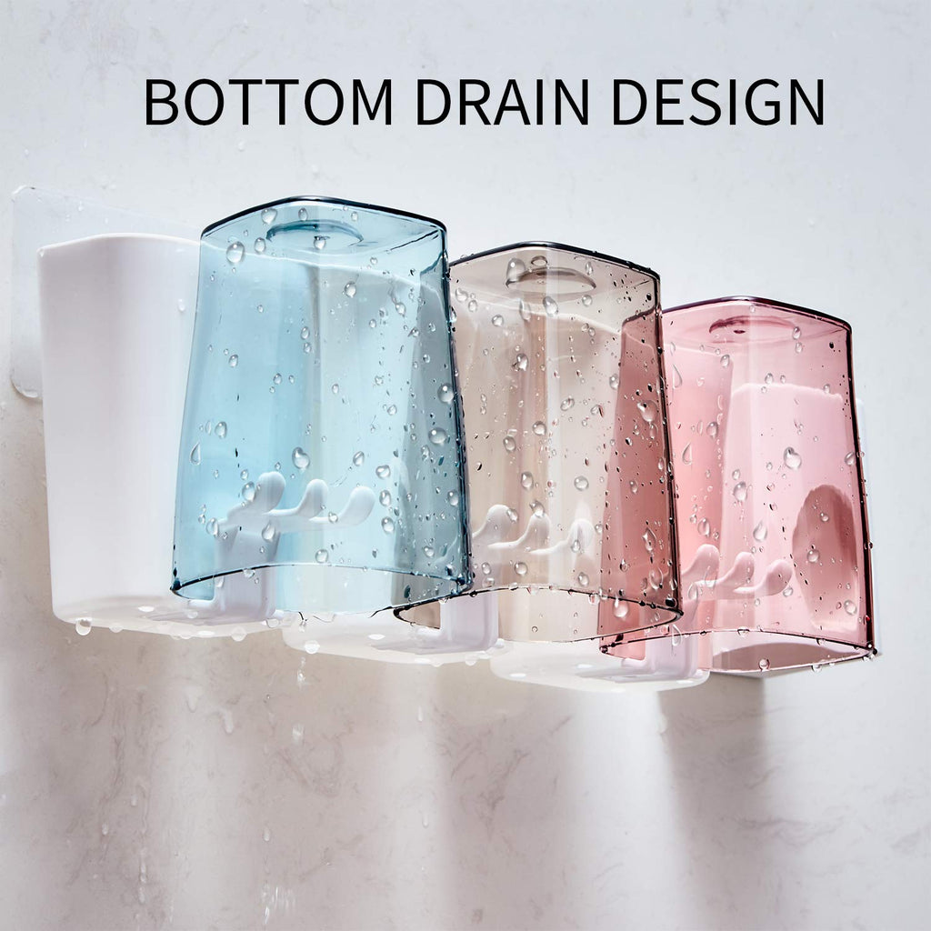 Multifunctional Wall Mounted Toothbrush Holder with 3 Cups & Toothpaste Dispenser – Space-Saving Bathroom Organizer (Candy Color) - LIFE STORES UGANDA