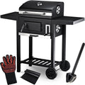 Portable Charcoal Grill BBQ Outdoor Grill for Camping – Charcoal Grill with Lid & Rollbar with Side Shelf - LIFE STORES UGANDA