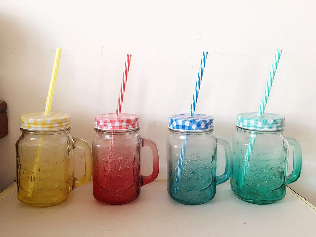 Mason Jar with Handle – Classic Juice Jar with Straw & Lid - LIFE STORES UGANDA