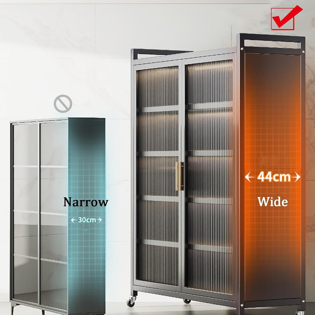 Double Door Kitchen Storage Rack – Multi-Layer Floor Standing Cabinet for Pots & Appliances